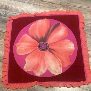 Carpe Diem Floral Silk Scarf - Pink and Orange